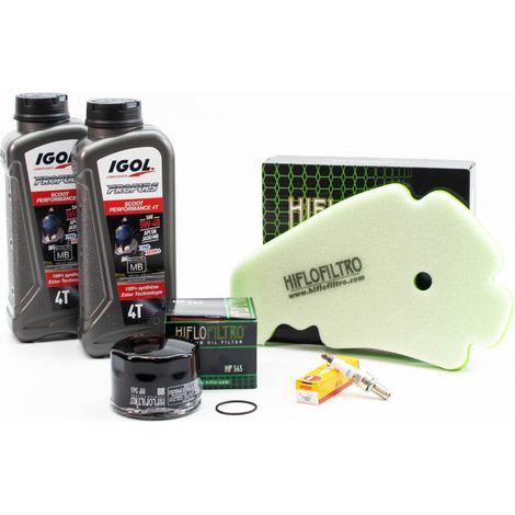 Kit Révision Filtres Bougies pour PIAGGIO Beverly 400 ie Tourer de 2012 - IGOL PROPULS SCOOT PERFORMANCE 5W40 2L