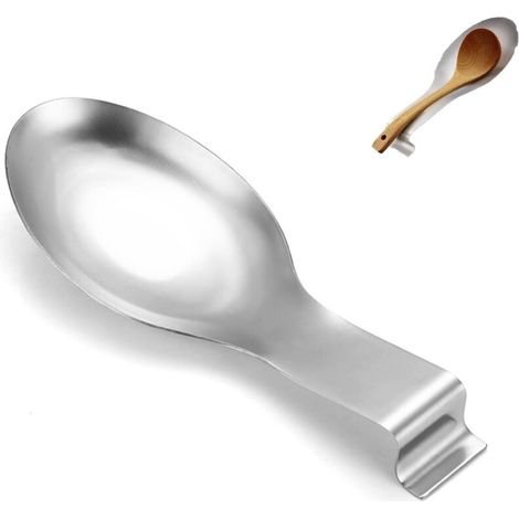 Plateau De Repose-CuillèRe En Acier Inoxydable CuillèRe Louche Porte Repose Bois pour CuillèRes Bois,CuillèRes à Soupe,Spatules,Couteaux,Fourchettes (1/4)