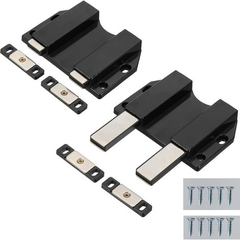 (2 Stück) Magnetischer Druckverschluss, Doppel-Druckverschluss für Türöffnung, Möbel-Druckverschlüsse, verdeckte Verschlussriegel, Schwarz (1/5)