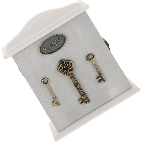 POPETPOP Boîte à Clés Murale en Bois  avec Design Vintage Européen, Support Mural Porte-clés Pratique et Étagère à Clés pour L'entrée Couloir