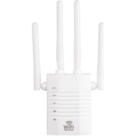 Amplificateur de signal réseau sans fil, transmission 1200 Mbps, 4 antennes externes, réseau 2,4 GHz-5 GHz, mode répéteur AP et fonction WPS, AC100 - 240 V, 50/60 Hz, avec port LAN, blanc (1/5)