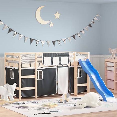 Cortinas para camas altas poliéster blanco y negro vidaXL (1/5)