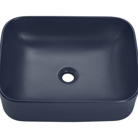 Vasque à poser en céramique bleue matte - L 50.5 x 38 cm - Gamme Kama - Livraison gratuite