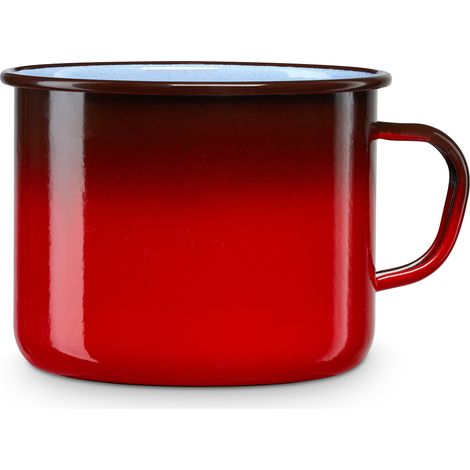 Briebe Ignea Casserole à Lait, Acier Émaillé 18cm, Bouilloire Émaillée 3L Induction, Vintage  Rouge