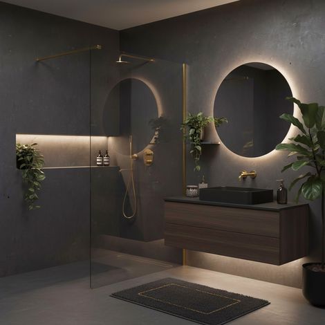 FESTE DUSCHWAND REA FLEXI 140 WALK-IN BRUSHED GOLD (1/4)
