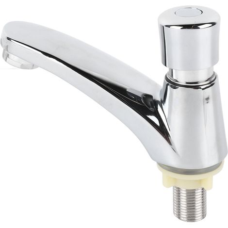 Robinet de lavabo temporisé en alliage de cuivre avec interrupteur poussoir, économiseur d'eau, pour la maison, la cuisine, la salle de bain ou l'hôtel. (1/5)