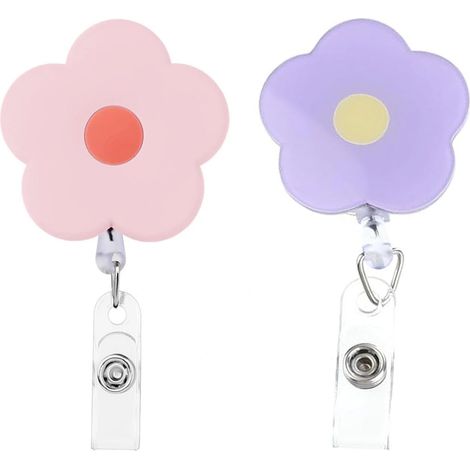 2 Portes-badges Rétractables Fleuris - Pince Alligator pour Équipes Médicales, Enseignants et Infirmières - Accessoire Pratique pour Établissements Scolaires et Hospitaliers (1/5)