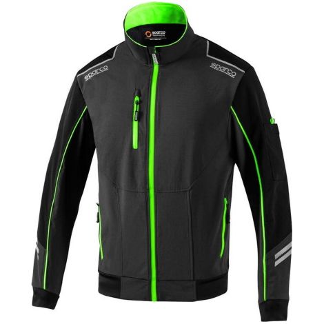 Sparco veste de travail Light Shell Tech Austin le'ge're taille L en tissu technique de'perlant coupe vent multipoches respirante et de'tails re'fle'chissants gris fonce'/vert fluorescent Grigio Scuro