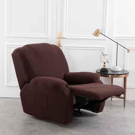 Set of 4 printed knit recliner chair covers, recliner sofa cover with side pockets, elastic bottom for bedroom, living room, office, hotel (cafe) (1/5)
