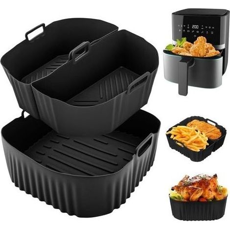 3 Pieces Molded Silicone Air Fryer 2 x 3.1L + 1 x 6.2L,Flat Air Fryer Accessories,Reusable Airfryer Accessories for Philips 2000 Series NA230,Cecotec Cosori Turbo Blaze (1/5)