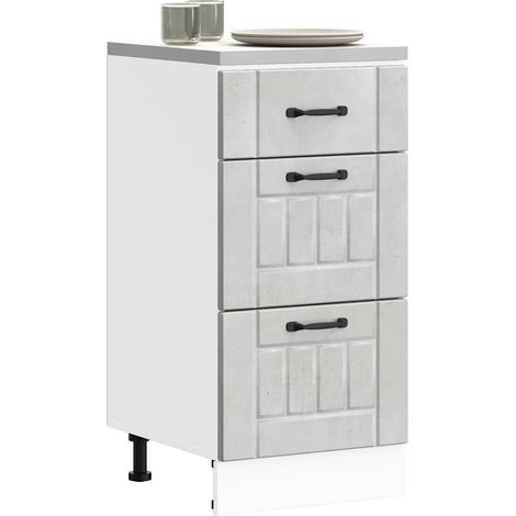 Armoire de cuisine-Meuble de cuisine-Armoire de rangement Lucca gris béton bois ingénierie 702770 (1/5)