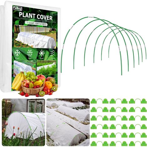 Housse de protection contre le gel pour plantes - 3 x 10 m - Kit de cerceaux de jardin pour l'hiver - Tissu flottant pour plantes d'extérieur - Protection contre le gel et la neige - Serre, jardin (1/5)