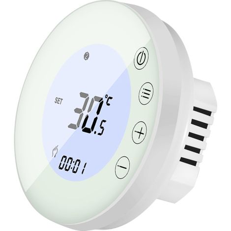 Termostato digital inteligente programable con pantalla táctil LCD redonda retroiluminada para uso en el hogar, la escuela, la oficina y hoteles. Controlador de temperatura ambiente con pantalla tácti (1/5)