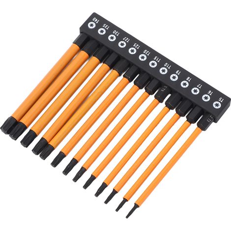 Coffret de 13 embouts de tournevis Torx 100 mm T5-T40, tige hexagonale 1/4 pouce, acier allié S2, avec support de rangement (1/5)