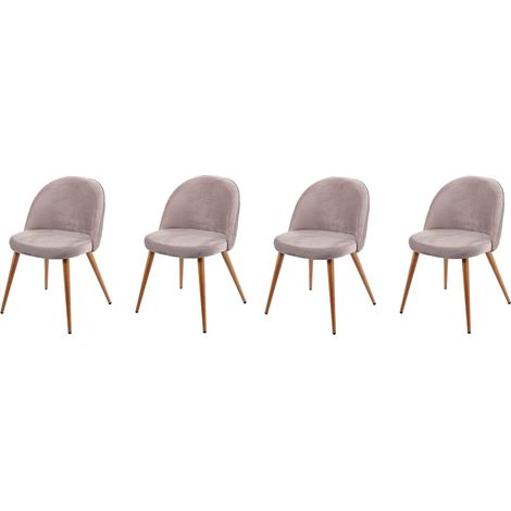 Décoshop26 – Lot de 4 chaises de salle à manger tissu velours gris brun – Pieds en bois – Hauteur 77 cm – Largeur 48 cm – Hauteur d'assise 48 cm – CDS04517