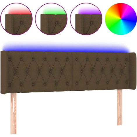 Maison Exclusive - Testiera a LED Marrone Scuro 163x16x78/88 cm in Tessuto