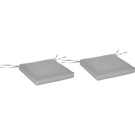 Lot de 2 Coussins de Chaise Fauteuil de Jardin Coussins d'assise déhoussables Rembourrage 5 cm Tissu Polyester dim. 45L x 45l cm Gris Clair (1/5)