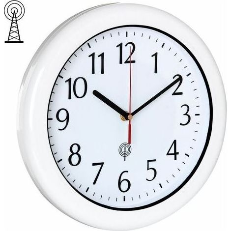 pair Aiperq – Horloge murale radio-pilotée étanche Ø25.4cm – Boîtier laqué blanc – Résistance IPX7 – Lecture facile à distance (1/5)