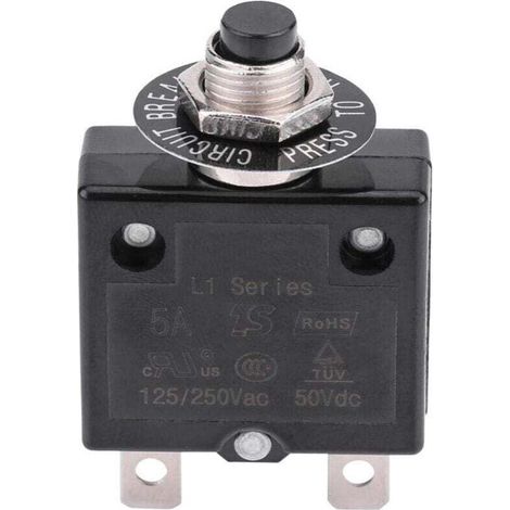 Disjoncteur Interrupteur thermique de réinitialisation, 125-250V AC 50V DC Disjoncteur à bouton-poussoir de protection contre les surcharges de courant(18 ampères)