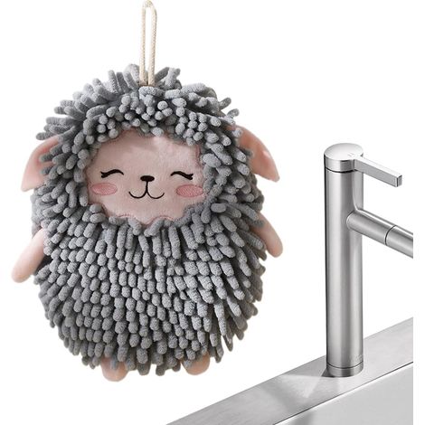 Serviette à pompons flous en chenille absorbante , motifs , de bain décorative peluche Idéale pour l