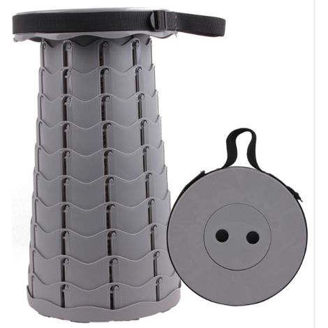 Tabouret télescopique en plastique Tabouret de pêche pliant extérieur Gris (1/4)