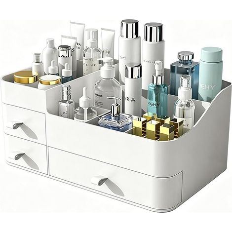 Organisateur de maquillage pour coiffeuse, organiseur de bureau de grande capacité avec tiroirs pour cosmétiques, rouges à lèvres, bijoux, soins des ongles, soins de la peau, idéal pour la (1/5)