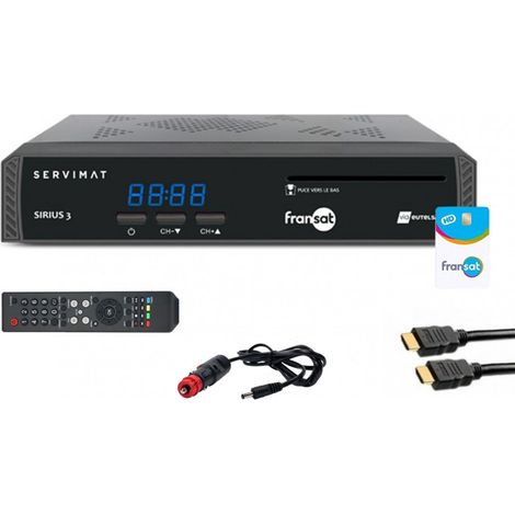 Pack SERVIMAT Récepteur TV satellite HD + carte Fransat PC6 + Câble HDMI + Câble 12V (1/3)