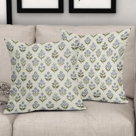 Fuleadture Housses de coussin à motifs floraux style campagne française, taies de coussin décoratives 50x50cm à imprimé floral au tampon, housses en lin doux-Lot de 1