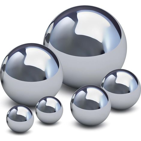 Lot de 6 Boules de Jardin Décoratives en Acier Inoxydable Poli Miroir 15 Cm, 10 Cm, 8 Cm et 5 Cm Sphères Extérieures Réfléchissantes pour Pelouse et Déco Jardin Extérieur