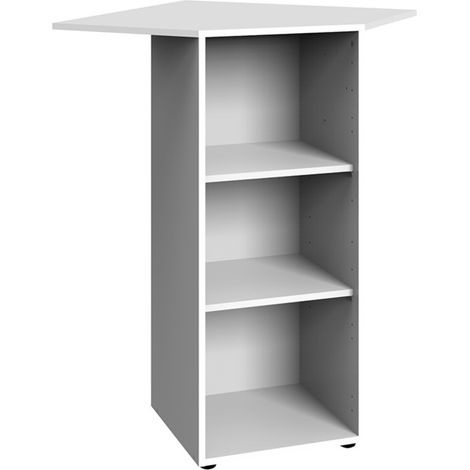 Étagère d‘angle avec 2 tablettes en mélamine coloris blanc - longueur 66 x hauteur 98 x profondeur 66 cm