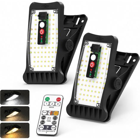 Lot De 2 Lampes Solaires Extérieur à Clipser: Lampes Solaires Extérieures Avec Détecteur, 70 LED 3 Couleur Eclairage, Projecteur Solaire étanche Pour Clôture, Cour, Garage, Camping (1/5)