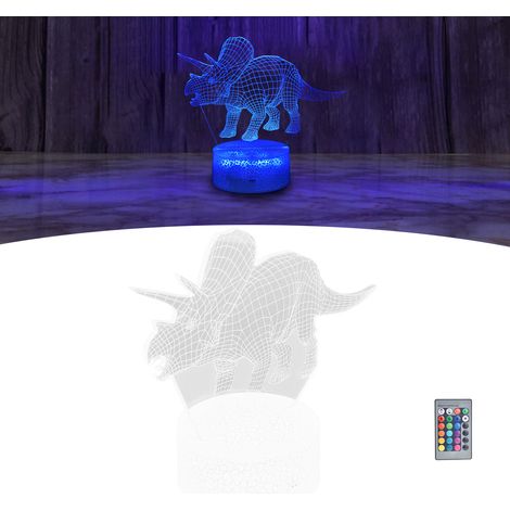 3D-Nachtlicht in Dinosaurierform mit Touch-Funktion, 4 Modi, 16 einstellbaren Helligkeitsfarben und Fernbedienung. Ideales Geschenk. (1/5)