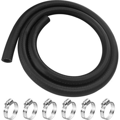 1m Ø 8mm Tuyau de Carburant Kit Conduite de Carburant avec 6 Pièces Collier de serrage en acier inoxydable 304, Tuyau Durite d'essence pour Petits Moteurs, Moto, Voiture, Scooters, Camions (1/5)