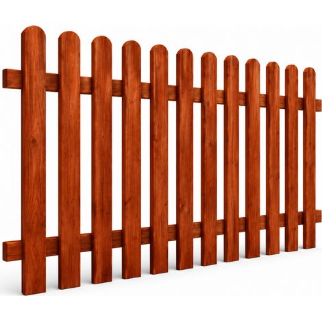 Staccionata In Legno Pino Per Orto Giardino Recinzioni Decorative Doghe Arrotondate Barriera Outdoor Resistente Intemperie 180 x 100 Cm Legno Scuro