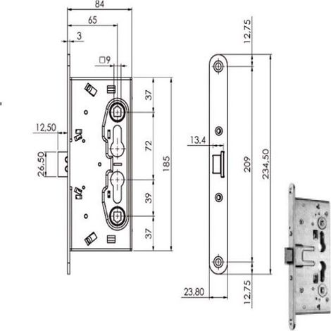 Serrure Inf. coupe-feu Q9 214110 Iseo