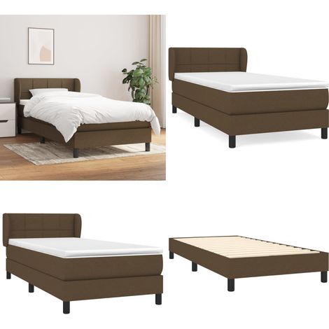 Boxspringbett mit Matratze Dunkelbraun 90x200 cm Stoff - Boxspringbett - Doppelbett - Bettenrahmen - Lattenrost - Matratze - Home & Living