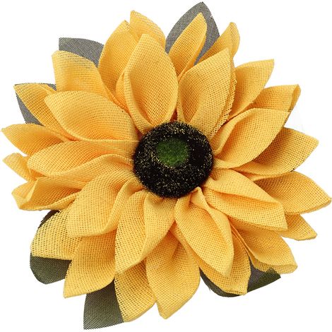 Couronne de tournesols artificiels jaunes ronds pour porte d'entrée, fenêtre ou décoration intérieure (40 cm). (1/5)