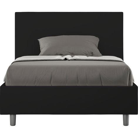 Letto 1 Piazza E Mezzo 120x190 cm Senza Rete con Testata Liscia in Similpelle Adele Nero (1/4)