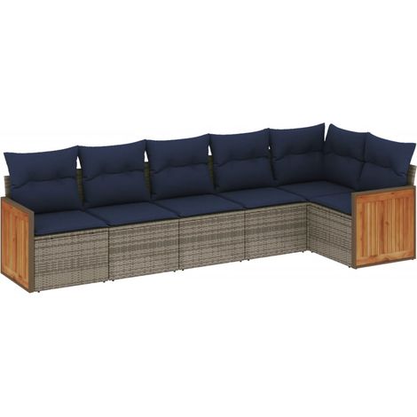Maison Exclusive - Set Divani da Giardino 6 pz con Cuscini Grigio in Polyrattan