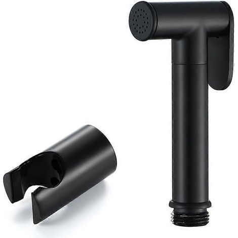 WC-douche avec robinet d'arrêt, flexible, support, douchette, chromé, argent (1/5)