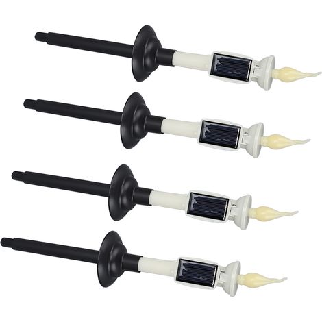 Flackernde LED-Kegelkerzen, warmweißes Licht, Dämmerungssensor, Schutzart IP65, wasserdicht, solarbetrieben, für den Außenbereich, z. B. für Gartentisch oder Fensterbank (1/5)