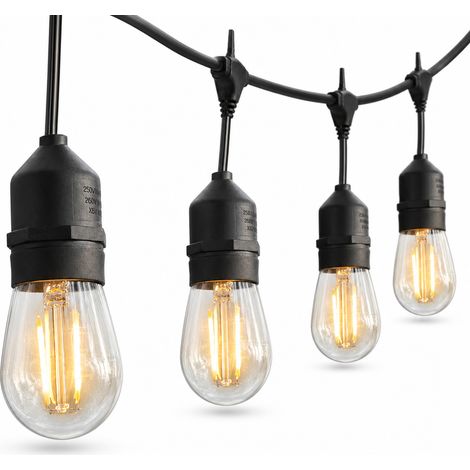 Guirlande Lumineuse S14 Extérieure Étanche, 15 Douilles E27 Suspendues, Prise EU, Ampoules Non Incluses (1/5)