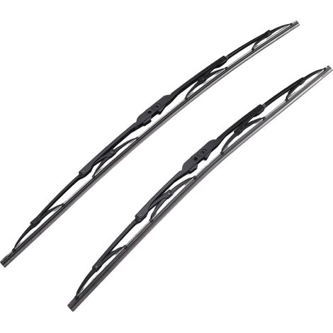 2-Piece Front Wiper Blades, 21-inch and 24-inch Replacement Wiper Blades with Universal Rubber U-Type Interface for 12V and 24V Cars (1/5)