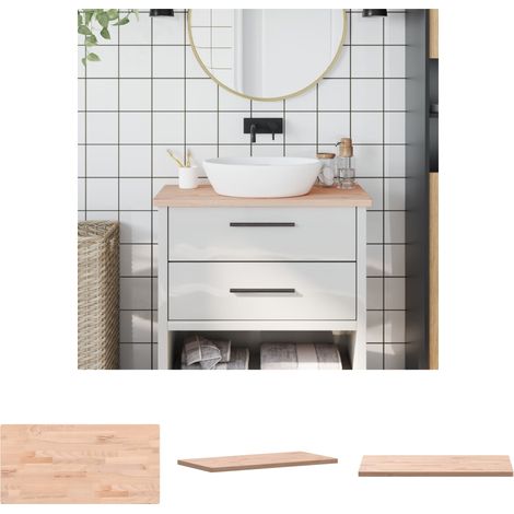 The Living Store Waschtischplatte 80x40x2,5 cm Massivholz Buche - Arbeitsplatten (1/5)