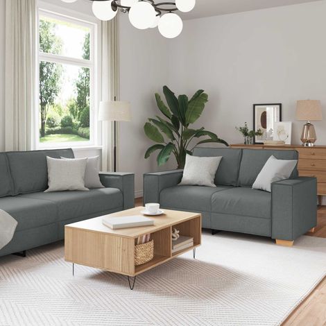 Juego de Sofá con cojín 3 pcs Gris 220 x 78 x 84 cm tela