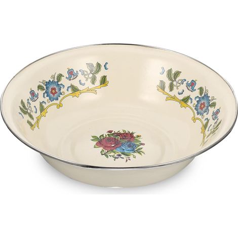 Bassine émaillée vintage 30 cm blanc crème sans bavures pour table de cuisine et cadeau de pendaison de crémaillère (1/5)
