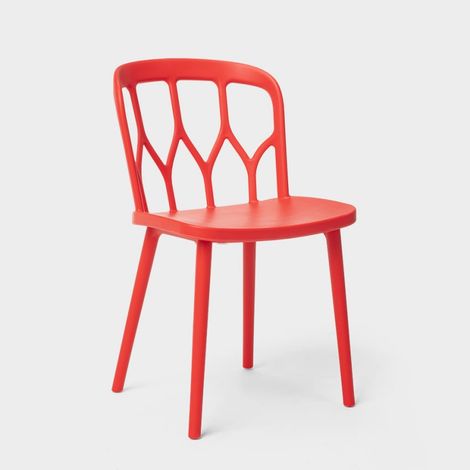 Silla de cocina de diseño moderno y jardín de polipropileno Flow - Rojo