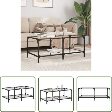 Wohnzimmer Couchtisch - Couchtisch mit Glasplatte Transparent 98,5x50x40 cm Stahl (1/5)