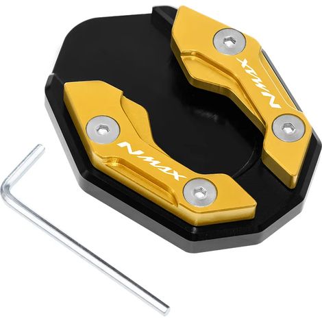 (NMAX-GD) Accessoires moto : béquille latérale compatible avec YAMAHA NMAX155, N MAX, NMAX 155, 125 et NMAX125. Support de béquille, plaque d'extension, base avec repose-pied. maxpower (1/4)