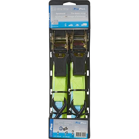 ProPlus 320204 - Cinghia di Fissaggio con tenditore a cricchetto e 2 Ganci, 5 m (1/2)